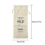 Personalizada Línea Simple Gorra de Graduación Bolsa de Vino con Nombre de Texto Año Fiesta de Graduación Regalo para Master PhD Graduados