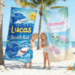 Personalised Sea Animal Astronaut Fantasy Unicorn Quick Dry Soft Oversized Beach Towel with Name Summer Vacation Beach Party Birthday Gift for Kids