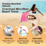 Personalized Beach Scenery Cartoon Woman Character Soft Quick Dry Beach Towel with Name Vacation Beach Party Gift for Women