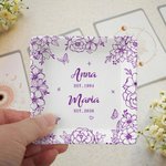 Personalised Round Square Heart Shape Wreath Ceramic Jewellery Dish with Name and Date Room Decor Mother's Day Gift for Mom Grandma