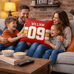Personalized Multicolor Number Striped Soft Throw Pillow Cover with Name Home Decor Game Day Birthday Gift for Boyfriend Father Man