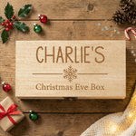 Personalized Christmas Pattern Wooden Memory Storage Box with Name Anniversary Christmas Eve Gift for Family Friends Kids
