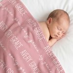 Couverture Personnalisée Multicolore pour Bébé avec Nom Décoration de la Maison Douche de Bébé Cadeau d'Anniversaire pour Nouveaux Parents Famille