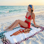 Gepersonaliseerd luipaard zebraprint schattig stripfiguur sneldrogend microvezel strandlaken met naam strandfeest verjaardagscadeau voor vrouw beste vriendin