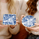 Personalized Chinoiserie Flower Hands in Hands Ceramic Trinket Jewelry Dish with 1-10 Names Mother's Day Birthday Gift for Mom Grandma