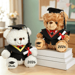 Personalised Graduation Cap Bachelor's Gown Plush Stuffed Teddy Bear with Year and Name Graduation Party Ceremony Gift for Graduates