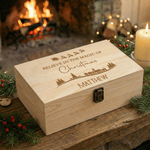 Personalized Christmas Pattern Wooden Memory Storage Box with Name Anniversary Christmas Eve Gift for Family Friends Kids