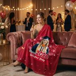 Foto de Graduación Personalizada Manta Suave Multicolor con Nombre y Año Uso Diario Decoración de Fiesta Regalo de Graduación para Graduados