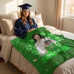 Foto de Graduación Personalizada Manta Suave Multicolor con Nombre y Año Uso Diario Decoración de Fiesta Regalo de Graduación para Graduados