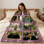 Personalized 1-8 Graduation Photos Soft Throw Blanket with Name and Year Home Decor Graduation Party Gift for Graduates