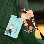 Personalized Cartoon Family Travel Character Luggage Tag with Name and Text Travel Accessory Birthday Gift for Family Friends