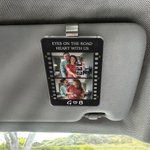 Marco de fotos personalizado con nombre y texto en acrílico para la visera del coche Accesorios para el coche Cumpleaños Aniversario Regalo para la familia