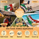 Personalizzato Giocatore di calcio Silhouette a strisce Asciugatura rapida Asciugamano da spiaggia sovradimensionato morbido con nome Piscina Regalo di compleanno per l'amante del giocatore di calcio