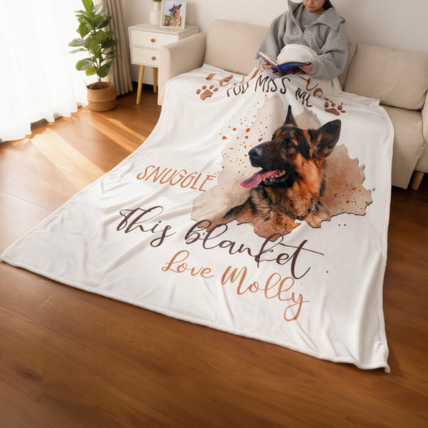 Personalized Whenever You Miss Me Snuggle This Pet Photo Soft Blanket with Name Sympathy Memorial Birthday Gift for Pet Owners Lovers