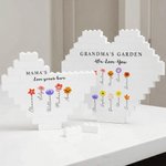 Personalised Grandma's Garden Birth Flower Heart Building Brick Puzzles with Names Text and Title Mother's Day Gift for Mom Grandma
