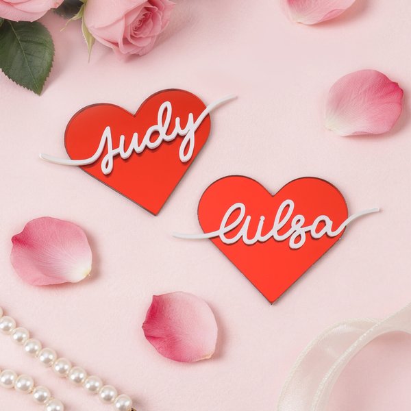 Personalised Acrylic Heart  Name Sign Party Desk Decor Wedding Anniversary Gift for Couple