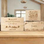 Personalized Christmas Pattern Wooden Memory Storage Box with Name Anniversary Christmas Eve Gift for Family Friends Kids