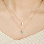 Personalised Starburst Birthstone Necklace Dainty Jewellery Daily Wear Birthday Gift for Mom Girlfriend