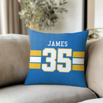 Personalized Multicolor Number Striped Soft Throw Pillow Cover with Name Home Decor Game Day Birthday Gift for Boyfriend Father Man