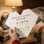 Personalised Grandma's Garden Birth Flower Heart Building Brick Puzzles with Names Text and Title Mother's Day Gift for Mom Grandma