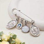 Personalisierte Schutzpatron Anstecknadel mit Initial Name und Text Hochzeit Andenken Hochzeit Geburtstag Geschenk für Bräutigam Katholiken