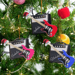 Personalizzato 3D effetto Retro Guitar Amp Santa Hat Ornamento con nome e anno Holiday Decor Regalo di Natale per gli amanti della chitarra Guitarists