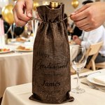 Personalizada Línea Simple Gorra de Graduación Bolsa de Vino con Nombre de Texto Año Fiesta de Graduación Regalo para Master PhD Graduados