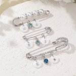 Personalizada Inicial Shell Charm Broche de Seguridad Algo Azul Pin con Corazón Colgante Aniversario de Boda Regalo para Novia