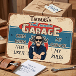 Personalized Vintage Cartoon Auto Mechanic Character Garage Metal Sign with Name Father's Day Birthday Gift for Father