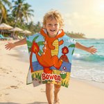 Personalized Princess Mermaid Dinosaur Diver Quick Dry Hooded Beach Towel with Name  Beach Pool Accessories Birthday Gift for Boys Girls