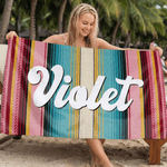 Personalized Aztec Style Quick Dry Oversized Microfiber Beach Towel with Name Beach Party Holiday Gift for Family Friends