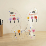 Personalized Birth Flower Butterfly Acrylic Vase with 1-10 Kid Names and 1-15 Grandkid Names Mother's Day Birthday Gift for Mom Grandma