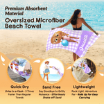 Personalized Stripe Cartoon Character Oversized Quick-Dry Beach Towel with Name Beach Party Birthday Gift for Boys Girls