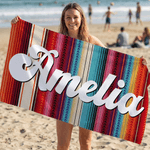 Personalized Aztec Style Quick Dry Oversized Microfiber Beach Towel with Name Beach Party Holiday Gift for Family Friends
