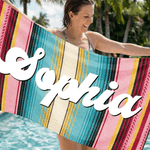 Personalized Aztec Style Quick Dry Oversized Microfiber Beach Towel with Name Beach Party Holiday Gift for Family Friends