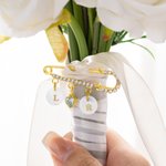 Personalizada Inicial Shell Charm Broche de Seguridad Algo Azul Pin con Corazón Colgante Aniversario de Boda Regalo para Novia