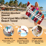 Personalized Aztec Style Quick Dry Oversized Microfiber Beach Towel with Name Beach Party Holiday Gift for Family Friends