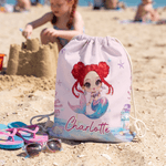 Bolsa de almacenamiento personalizada con cordón de sirena con nombre Viaje de graduación Fiesta en la playa Regalo de cumpleaños para niñas Familia