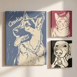 Personalised Hand-Drawn Doodle Style Pet Photo Canvas Prints  with Name Ship from USA Home Decor Birthday Gift for Pet Lover