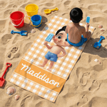 Personalized Stripe Cartoon Character Oversized Quick-Dry Beach Towel with Name Beach Party Birthday Gift for Boys Girls