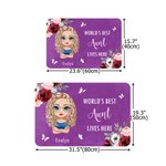 Personalised Watercolor Flower Cartoon Character Non-Slip Doormat with Title and Name Home Decor Mother's Day Gift for Mom Grandma