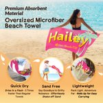 Personalized Palm Gradient Name Jute Tote Bag Quick Dry Soft Oversized Beach Towel Set with Text Summer Vacation Beach Party Birthday Gift for Women