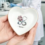 Personalizado Médico Nacimiento Flor Joyería Bandeja con Nombre Día de la Enfermera Cumpleaños Regalo para Personal Médico Enfermera Médico
