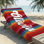 Personalized Aztec Style Quick Dry Oversized Microfiber Beach Towel with Name Beach Party Holiday Gift for Family Friends