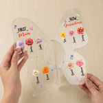 Personalized Birth Flower Butterfly Acrylic Vase with 1-10 Kid Names and 1-15 Grandkid Names Mother's Day Birthday Gift for Mom Grandma