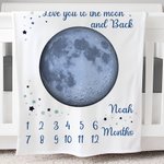 Gepersonaliseerde Maanfase Zachte Deken met Naam en Datum Home Decor Baby Shower Verjaardagscadeau voor Pasgeborene Nieuwe Moeder