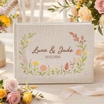Personalize Floral Wreath Wedding Guest Book with Names and Date Wedding Anniversary Gift for Newlyweds