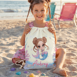 Bolsa de almacenamiento personalizada con cordón de sirena con nombre Viaje de graduación Fiesta en la playa Regalo de cumpleaños para niñas Familia