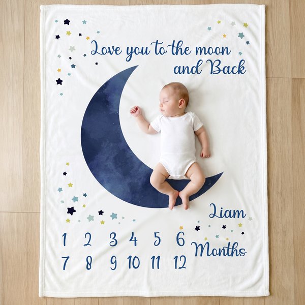 Gepersonaliseerde Maanfase Zachte Deken met Naam en Datum Home Decor Baby Shower Verjaardagscadeau voor Pasgeborene Nieuwe Moeder
