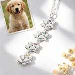 Personalisierte 1-12 Paw Print Birthstone Halskette Exquisite Schmuck mit eingravierten Namen Jahrestag Geburtstag Geschenk für Tierhalter Liebhaber